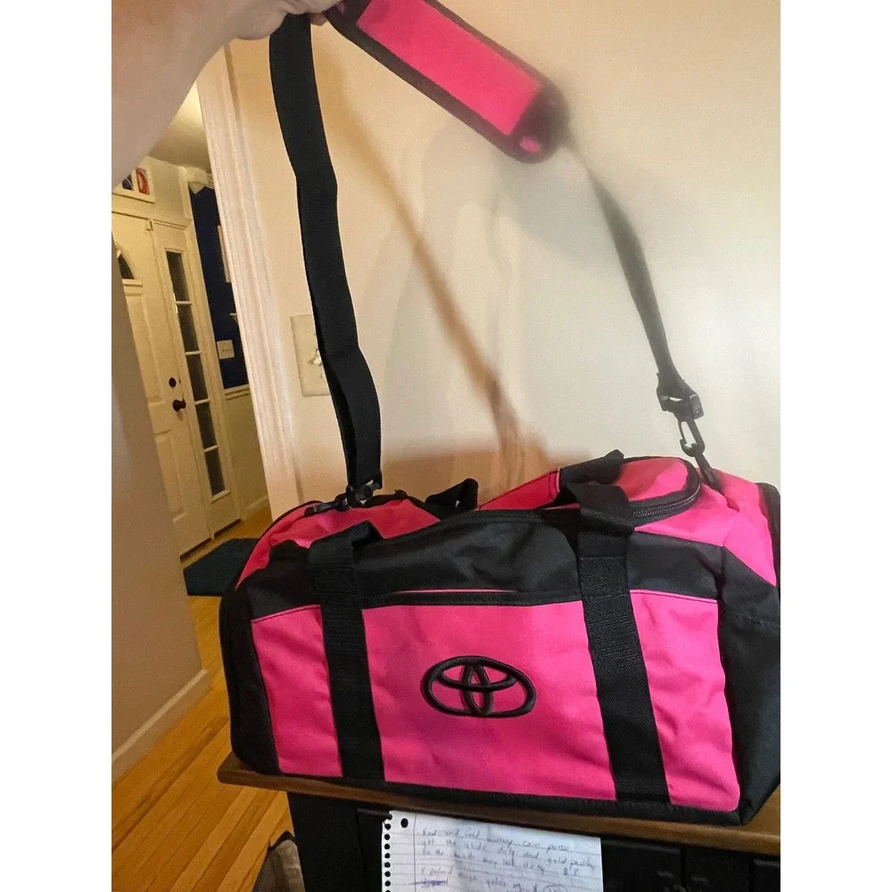 Toyota Duffel Bag Pink Black Gym Travel Gear Bag Embroidered Logo Canvas Small